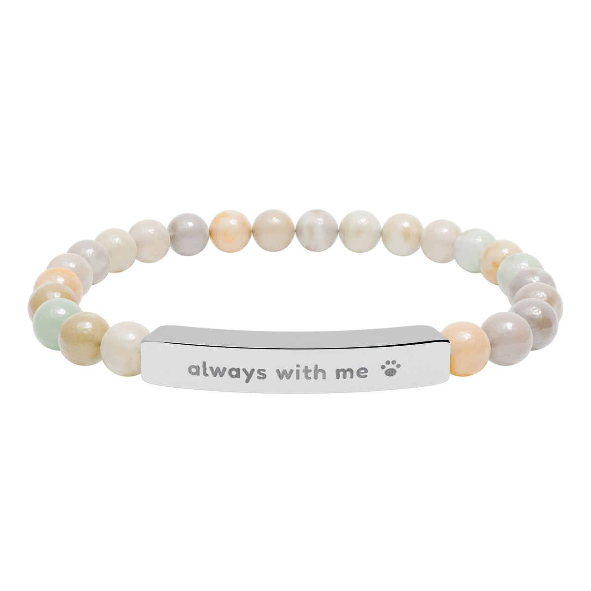 Pet Memorial Bracelet, Always With Me Engraved Stone Bracelet, Pet Loss Gift, Sympathy Gift for Dog or Cat Loss