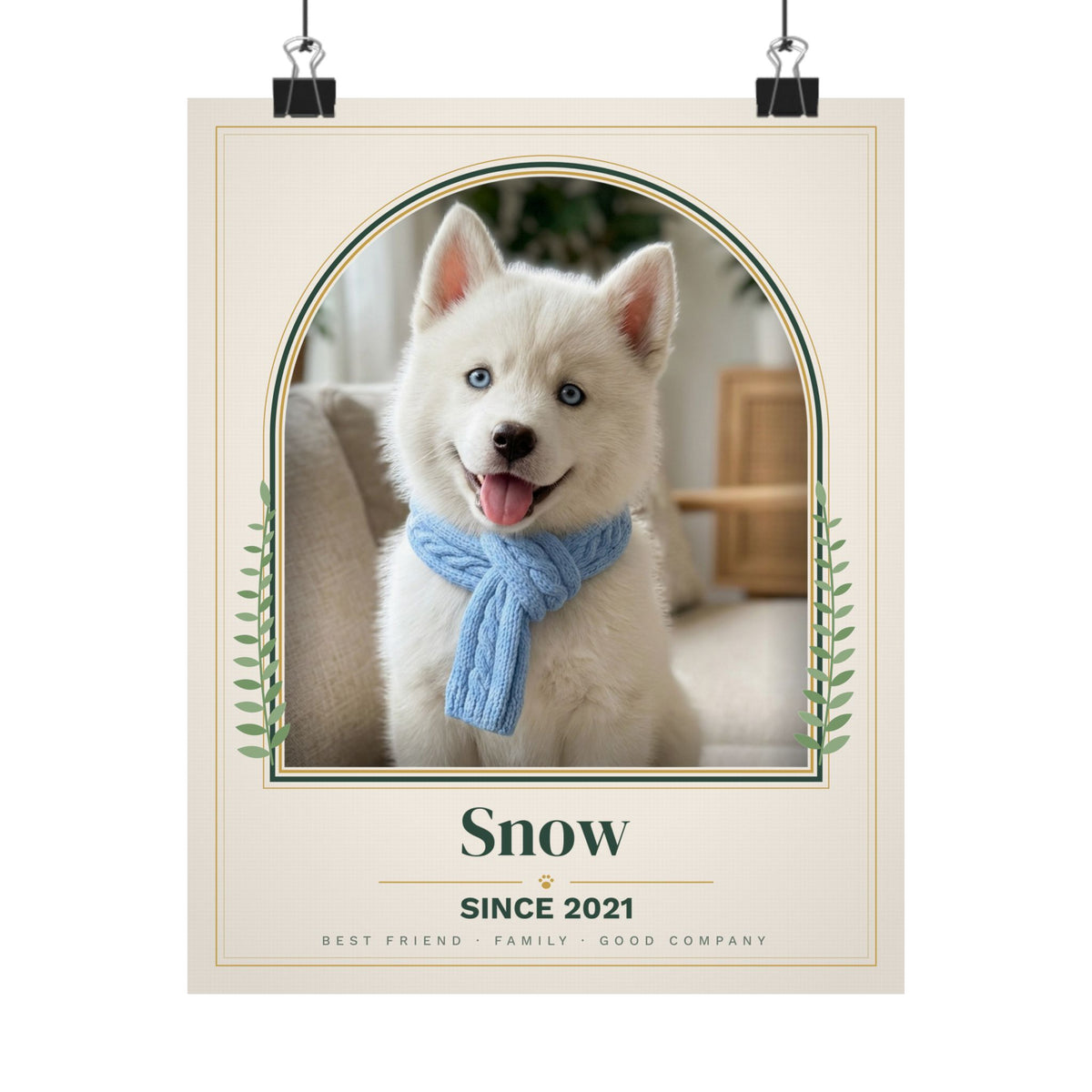 Custom Pet Portrait from Photo, Personalized Dog Portrait with Name, Cat Portrait Print, Pet Memorial Gift, Dog Mom Gift, Arch Pet Poster