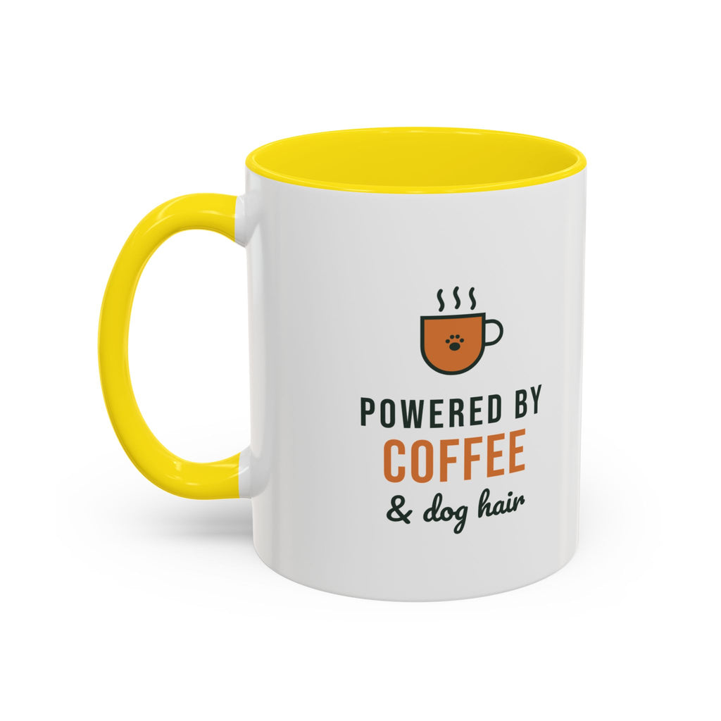 Powered By Coffee and Dog Hair Mug, Funny Dog Lover Coffee Mug, Dog Mom Gift, Coffee Lover Cup