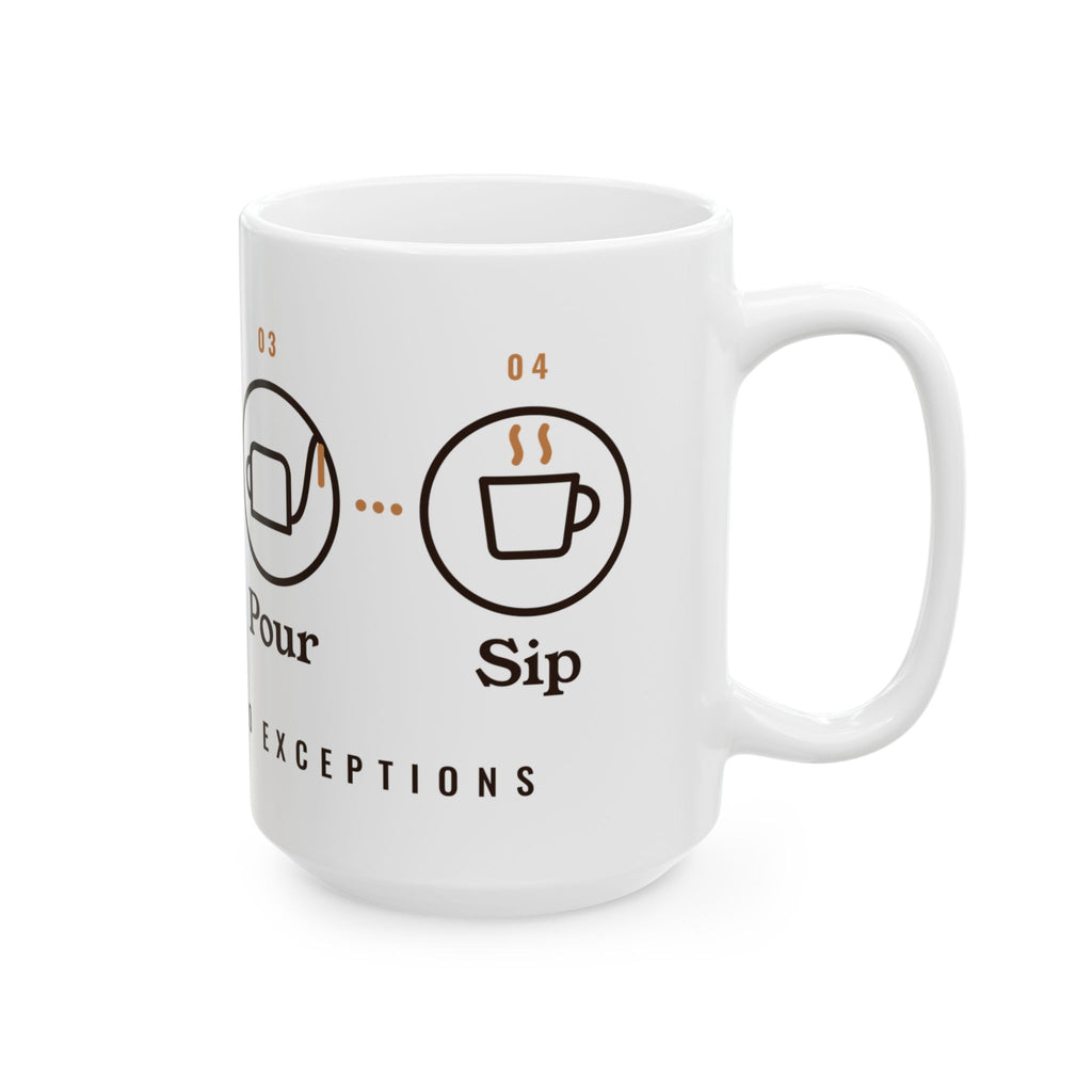 Pour Over Coffee Gift, Grind Bloom Pour Sip Mug, Coffee Brewing Steps 15oz Mug, Home Barista Gift, Coffee Lover Mug