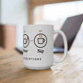 Pour Over Coffee Gift, Grind Bloom Pour Sip Mug, Coffee Brewing Steps 15oz Mug, Home Barista Gift, Coffee Lover Mug