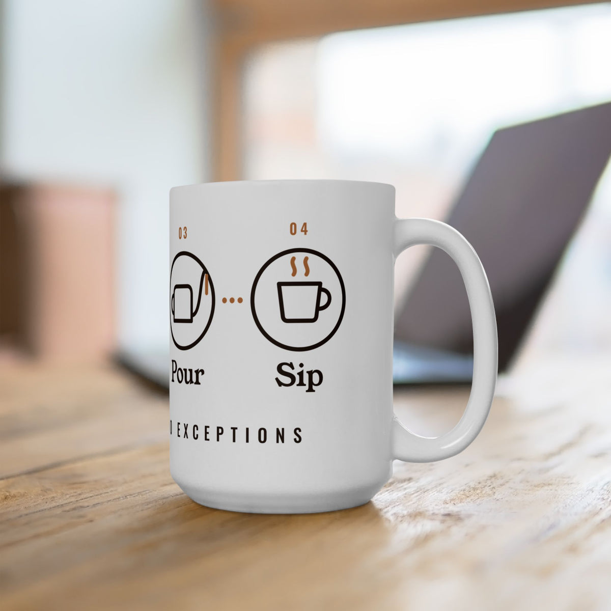 Pour Over Coffee Gift, Grind Bloom Pour Sip Mug, Coffee Brewing Steps 15oz Mug, Home Barista Gift, Coffee Lover Mug