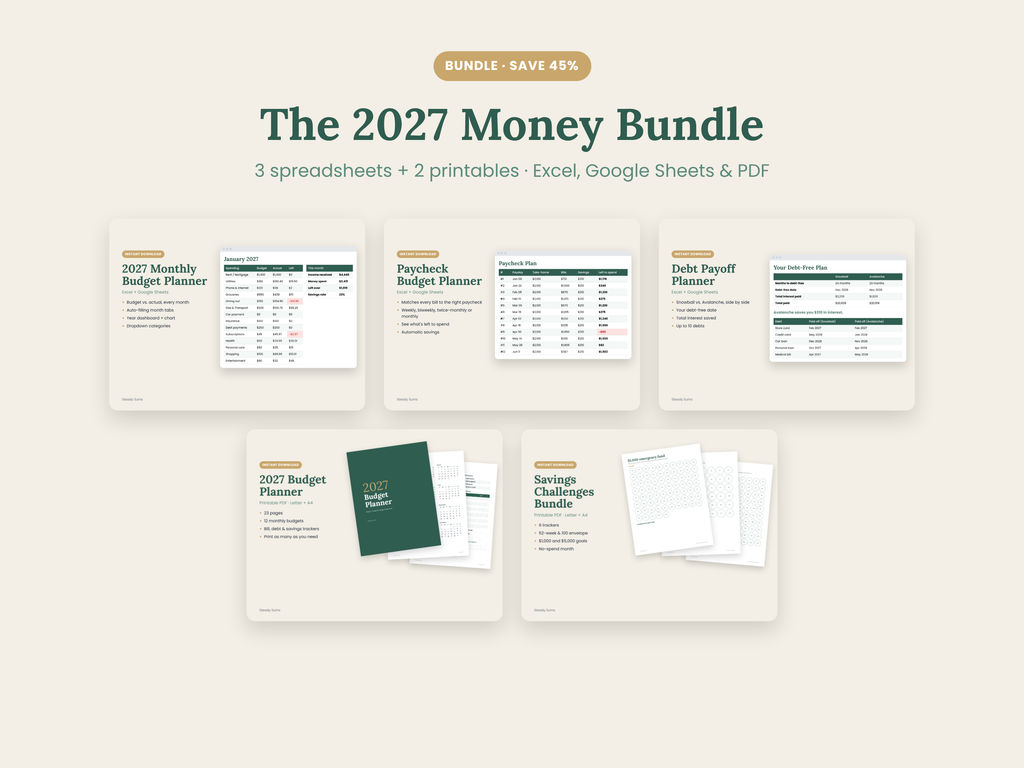 The Complete 2027 Budget Bundle: Spreadsheets + Printables