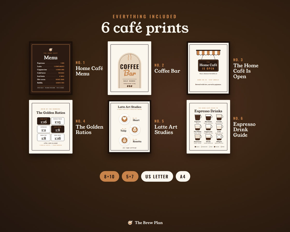 Coffee Bar Signs Printable: Set of 6 Home Café Prints