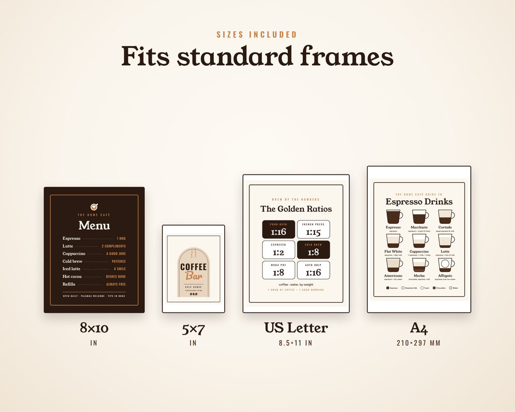 Coffee Bar Signs Printable: Set of 6 Home Café Prints