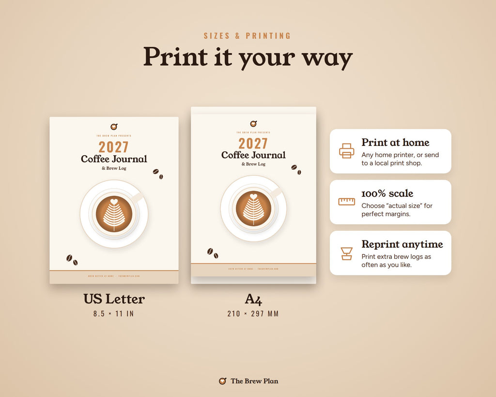 2027 Coffee Journal Printable: Brew Log, Tasting Notes & Bean Tracker