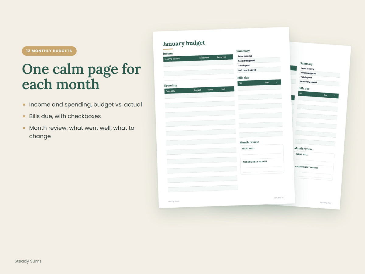 2027 Budget Planner Printable: Monthly Budget, Bills & Savings